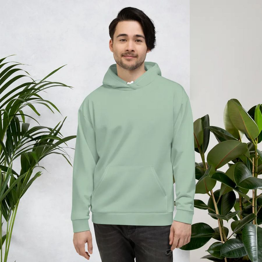 Plain Light Sage Green Soft Summer Unisex Recycled Polyester Heavyweight Premium Hoodie by Treasure Pie product image (5)