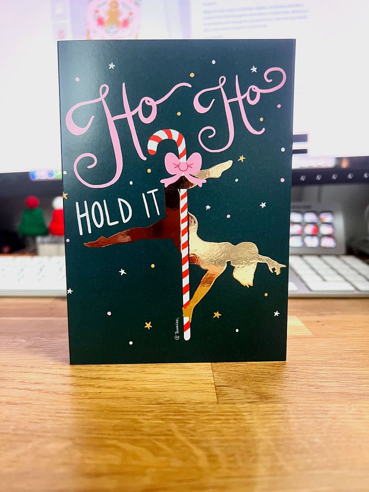 Pole Dance Greeting Card »HO HO Hold It« product image (1)