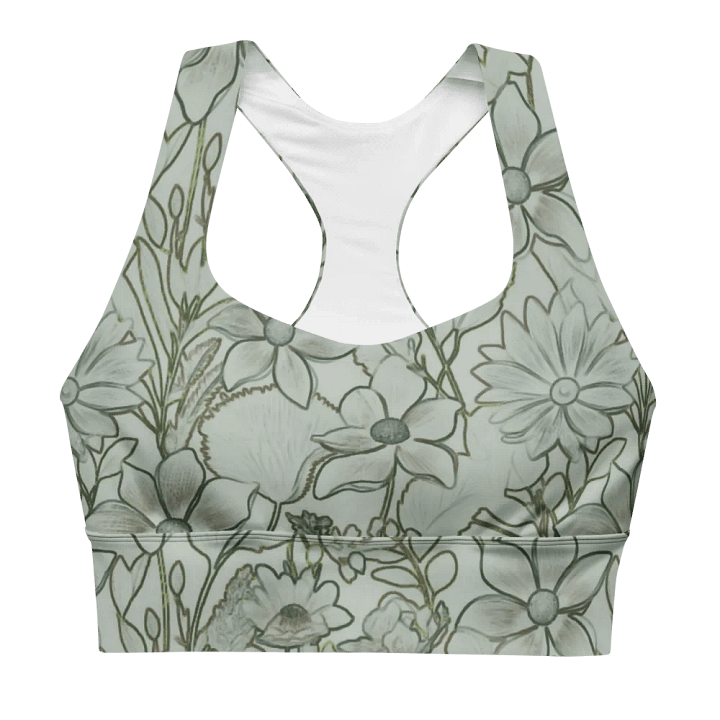 Line Art Florals Light Green/All-Over Print Longline Sports Bra by Sublicolor product image (1)