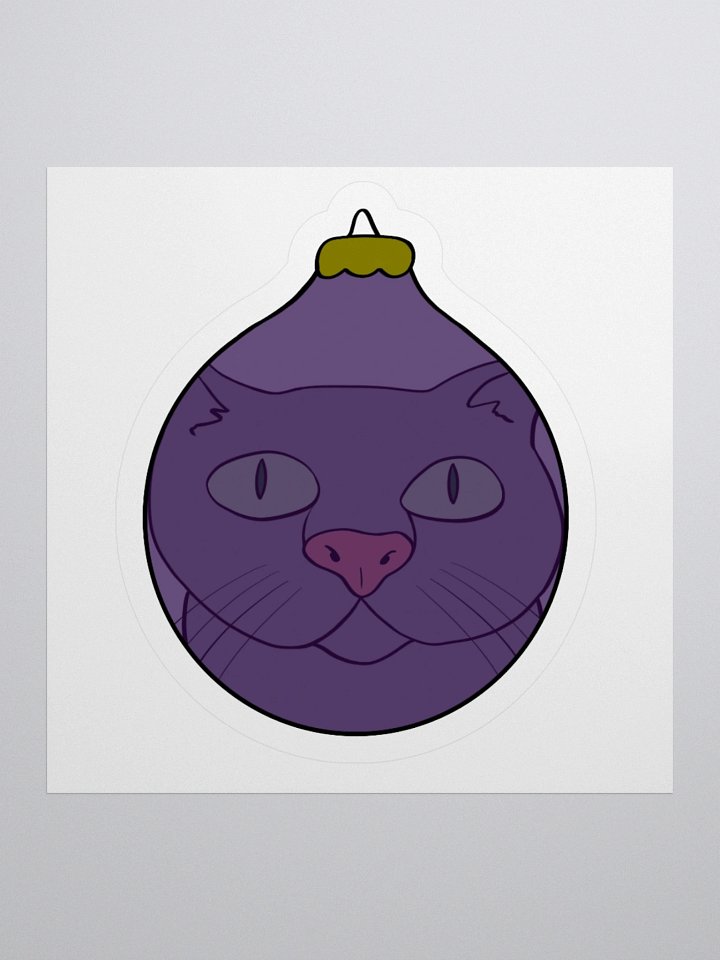 Curious Cat Christmas Kiss Cut Sticker (Purple) product image (1)