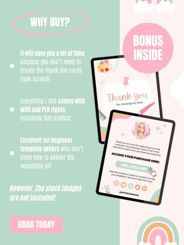 Whimsical MRR/PLR Thank You Cards product image (7)