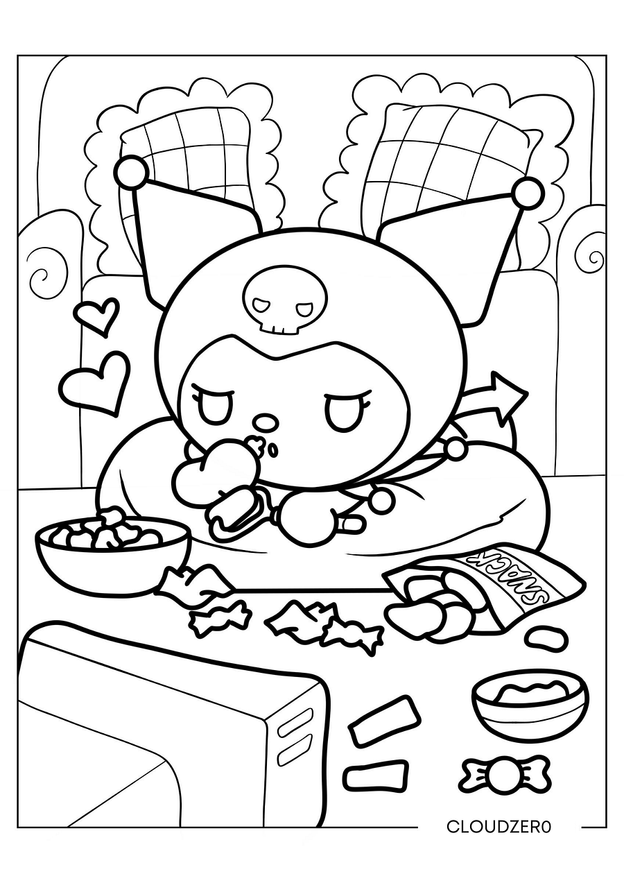 Free Kuromi coloring page 21 pages product image (4)
