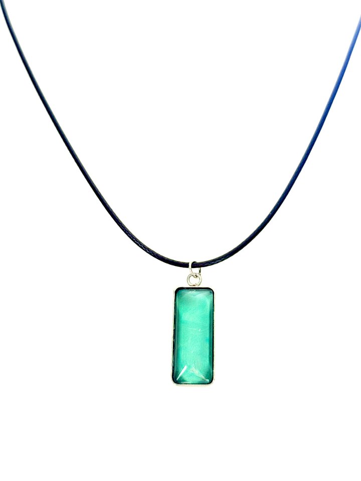 Electric Tide Pendant Necklace | Blue Green | Rectangle Cabochon | Monique Faella Designs™ | MFD-00144 product image (2)