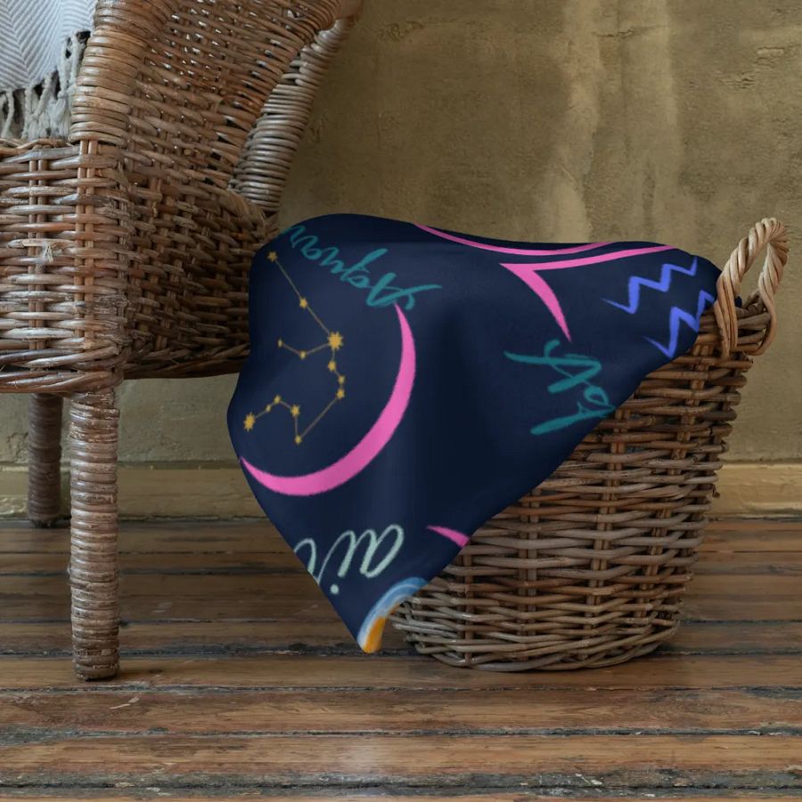 Zodiac Astrology Sun Sign Aquarius, Great Valentines Gift, Get Well, Off to School or Under the Stars Solar System Blanket product image (10)
