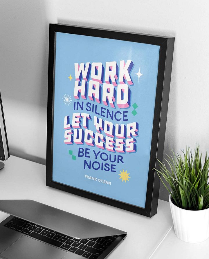 Work Hard Quote Affirmation Printable Wall Art Decor - Instant Download product image (2)