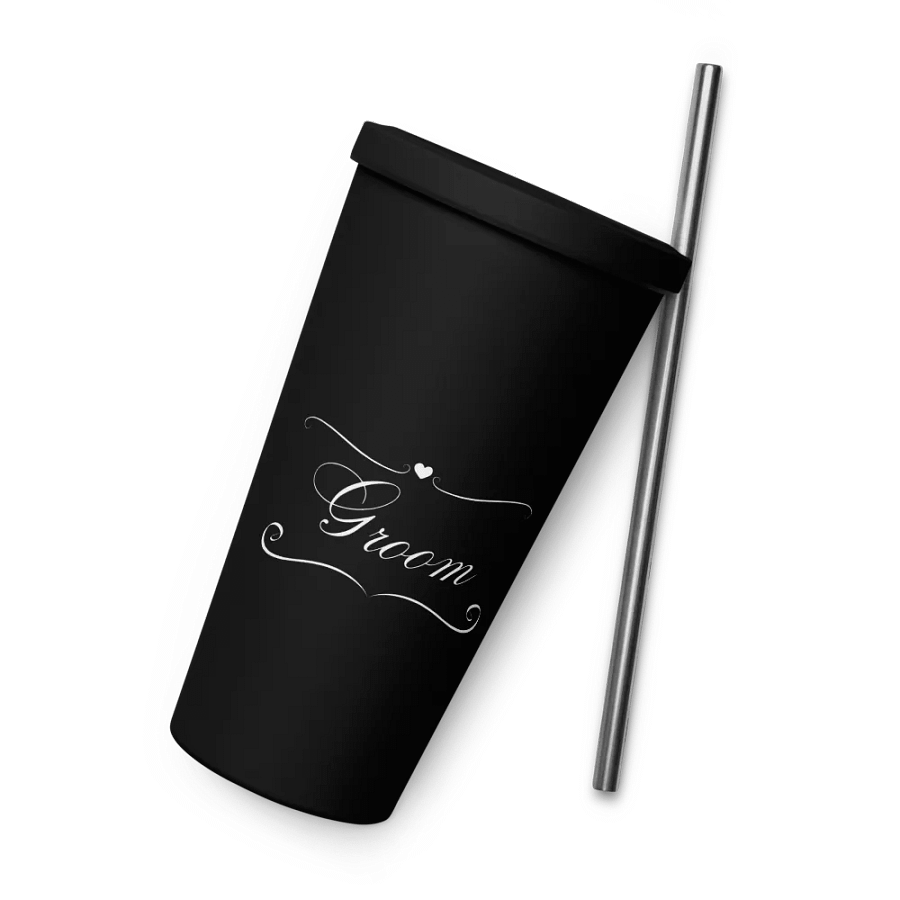 Tumbler with Straw - Groom - White Text product image (12)