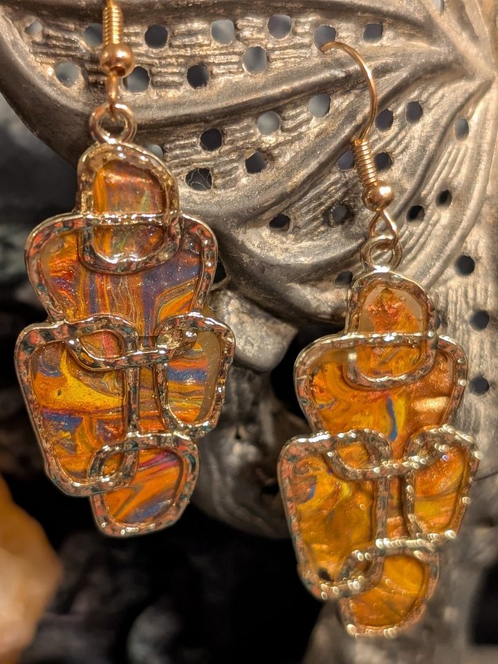 Sunset Static: Abstract Paint Skin Drop Earrings product image (2)