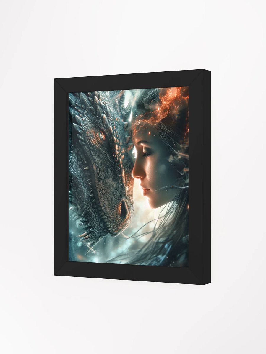 Girl connecting with her dragon 01 - Framed High Quality Matte Poster product image (16)