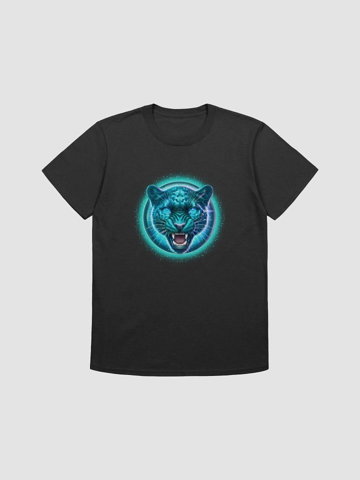 Turquoise Diamond Black Jaguar Badge Design (Unisex Black T-Shirt) product image (1)