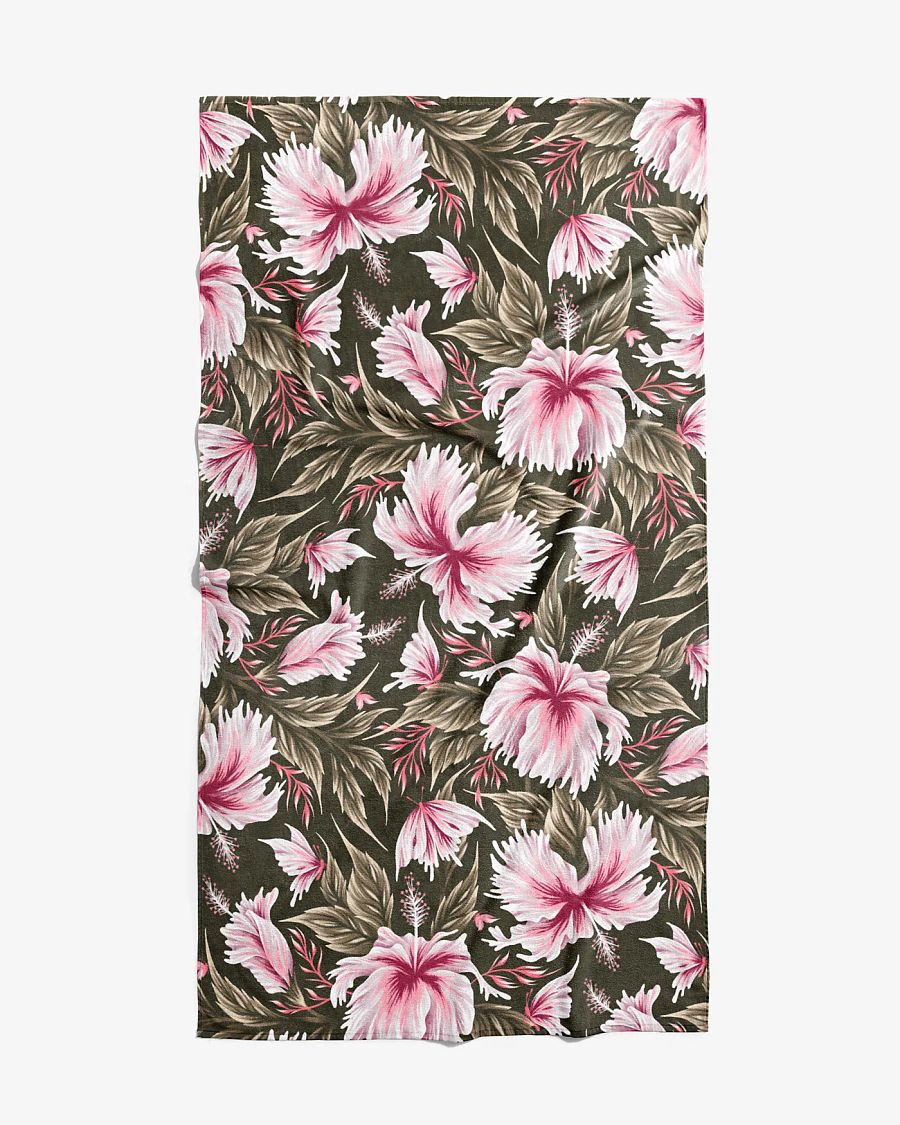 Beach Towel - Hibiscus & Butterflies / Light Pink & Khaki product image (1)