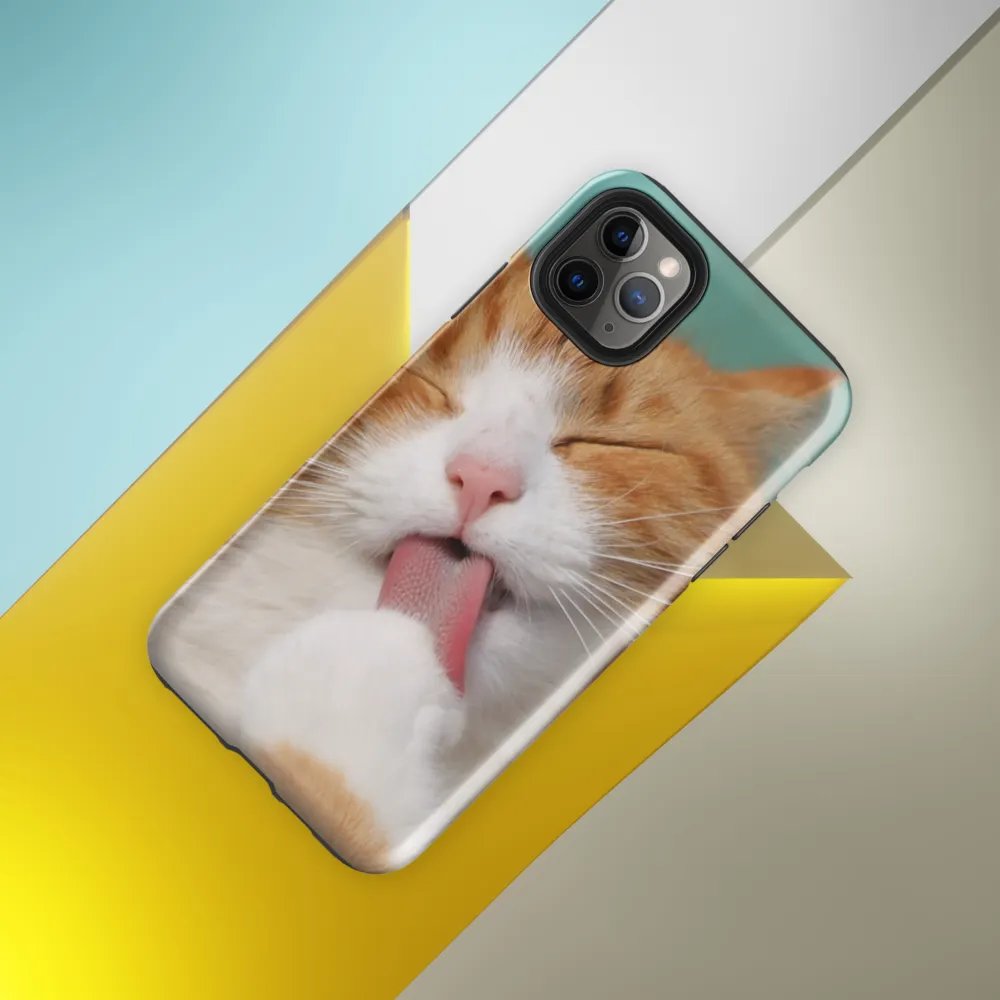 Lovable Cat Lick Bath Phone Case for Feline Fans product image (40)
