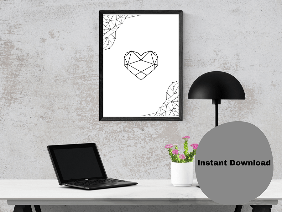 Geometric Heart – Modern Line Art Print | Love in Pieces – Digital Heart Wall Art product image (1)