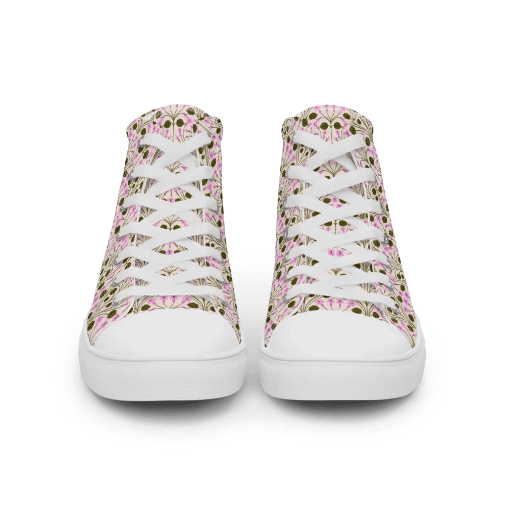 Alpine Serenity - Pink and Green - Women High Top Canvas Shoes product image (4)