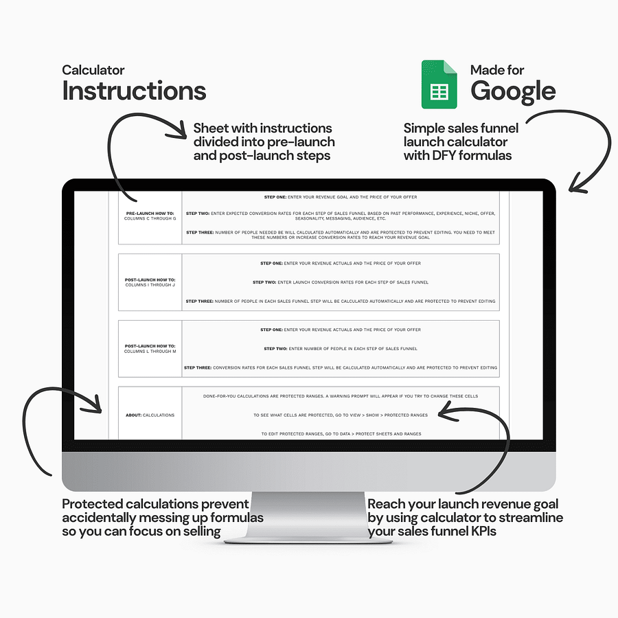 Course Launch Funnel Calculator Spreadsheet product image (5)