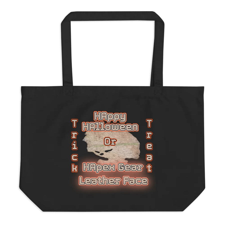 Organic Cotton Tote - Black - HAppy HAlloween Leather Face product image (1)