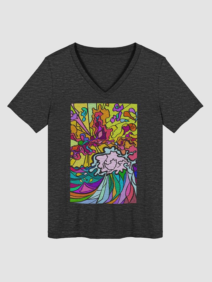 Vibrant Swirls Relaxed V-Neck Tee - Wave at Sunset product image (2)