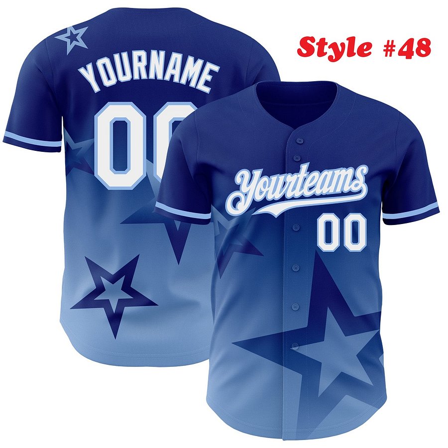 Authentic Baseball Jersey, Custom Baseball Jersey, Personalized Sport Jersey, Colorful, 3D Gradient Style Twinkle Star product image (189)