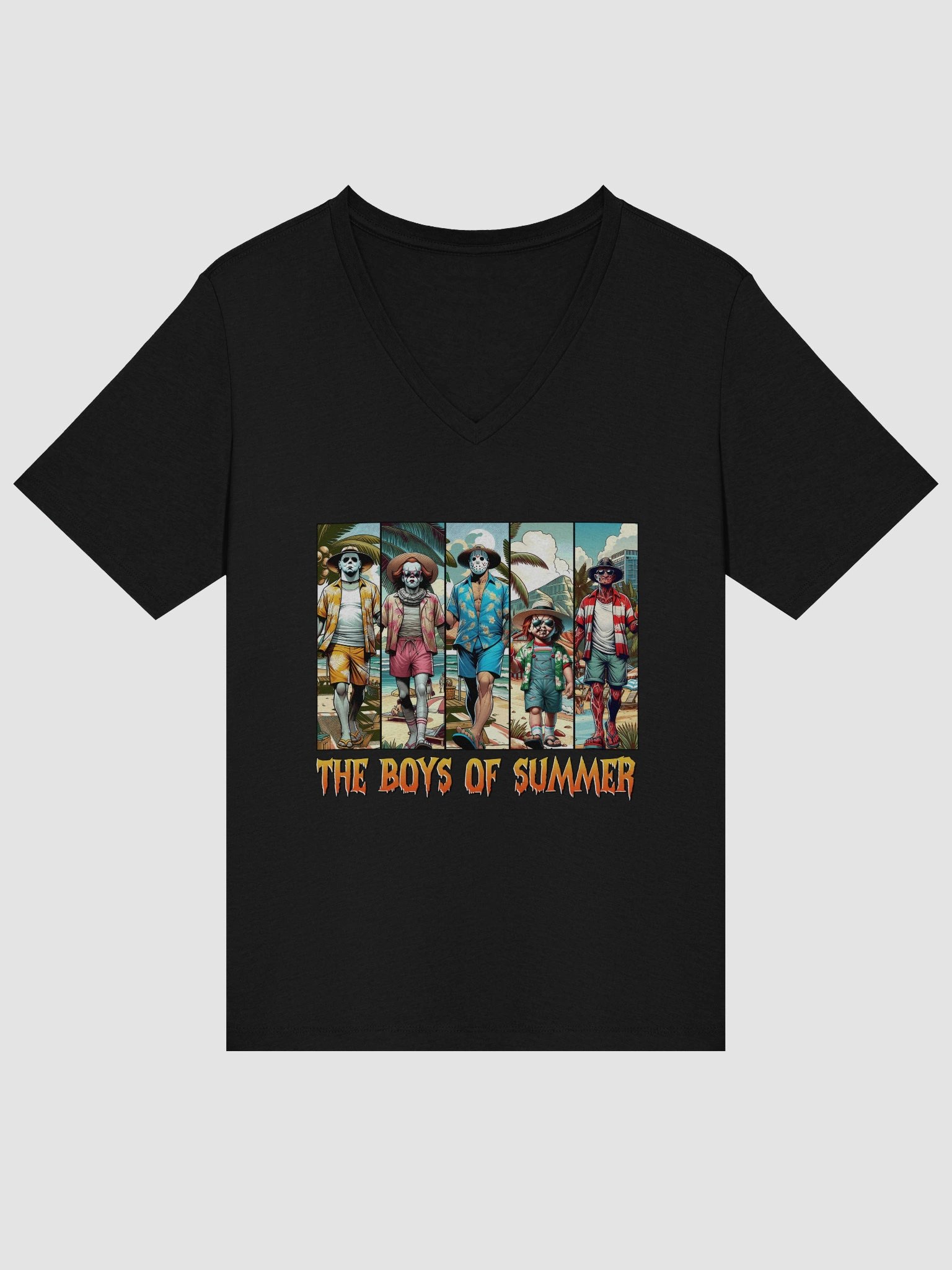 Tropical Masked Summer Vibe V-Neck Tee product image (3)