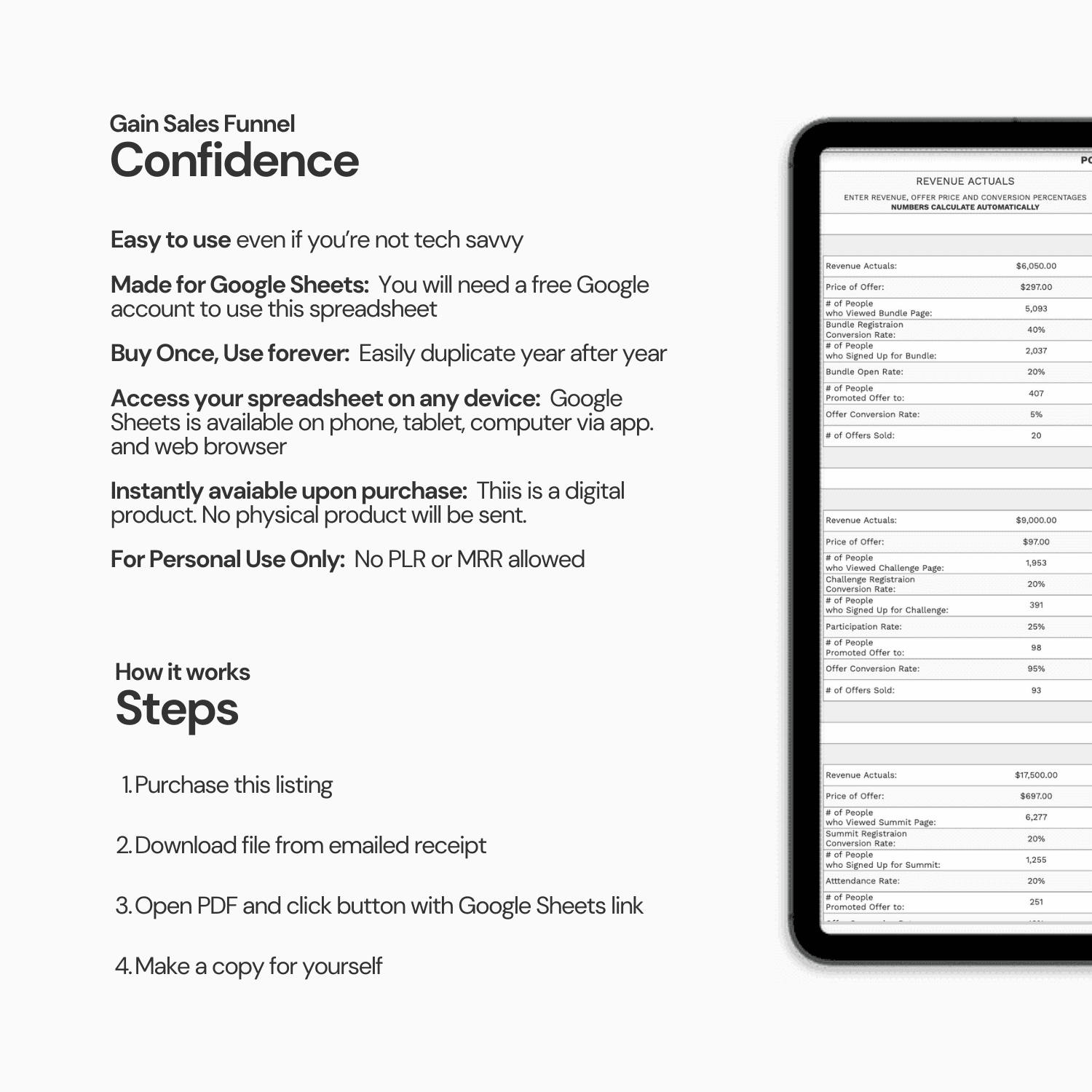 Course Launch Funnel Calculator Spreadsheet product image (10)