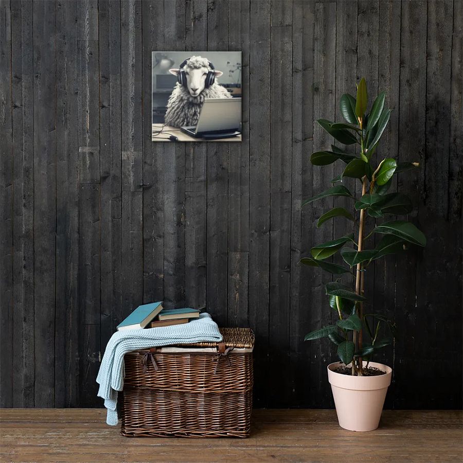 Sheep With Headphones And Laptop Wall Art product image (4)