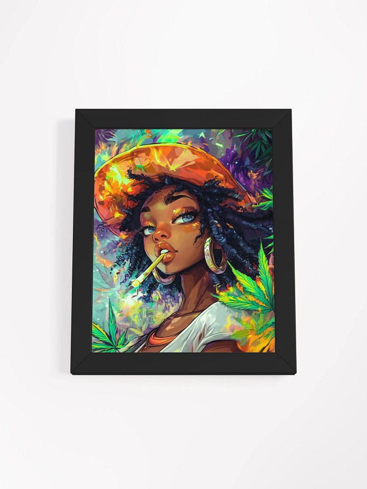 Afro Blunt Babe” Framed Poster – Bold Cannabis Art for Homes, Mancaves, Dispensaries & Chill Lounges product image (4)