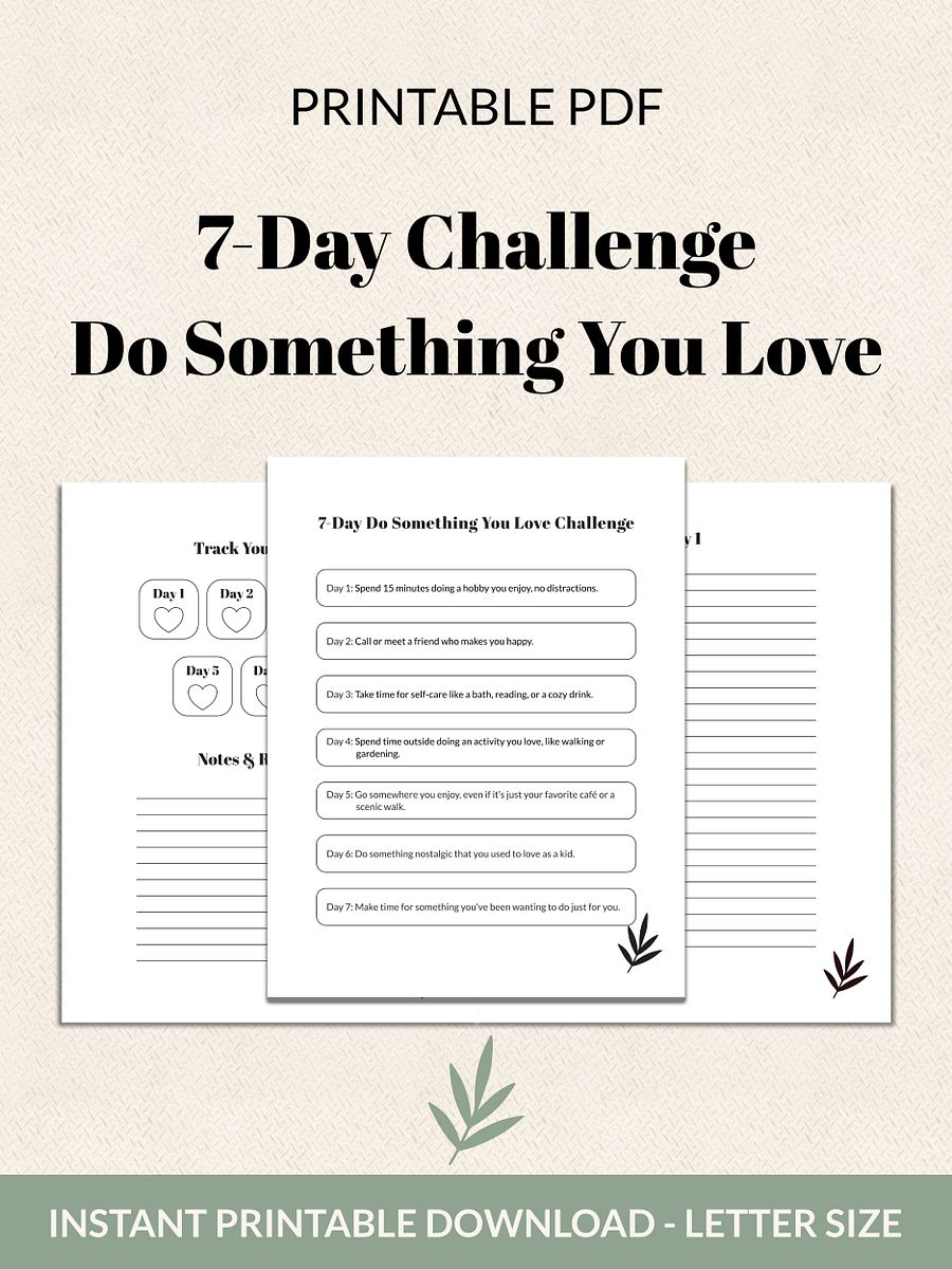 7-Day Do Something You Love Challenge Printable product image (2)