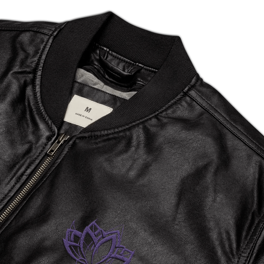 Flexxfinity Lotus Emboidered Faux Leather Jacket product image (8)