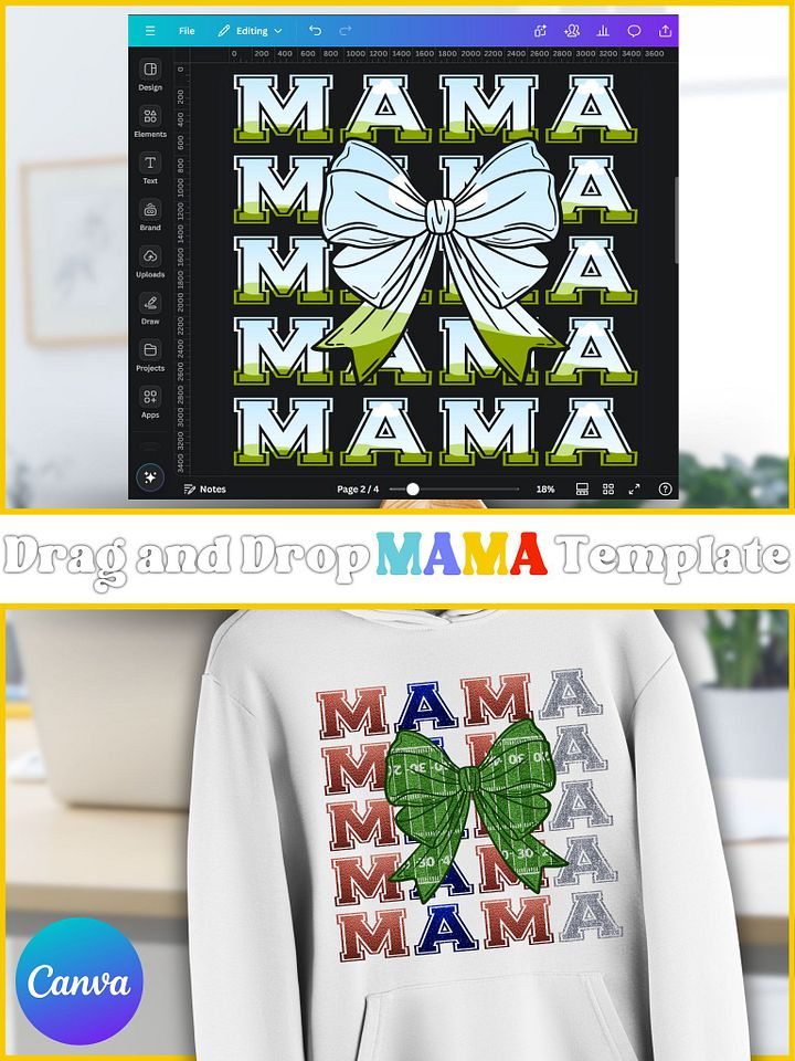MAMA with Bow Drag and Drop-Canva Template product image (1)