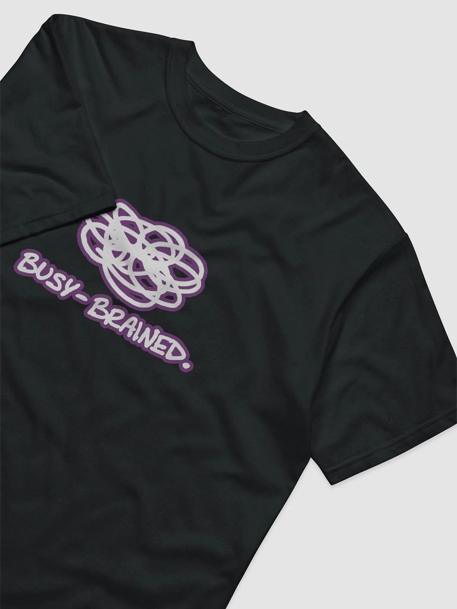 BUSY-BRAINED (lined design, #763D7D) unisex eco tee product image (3)