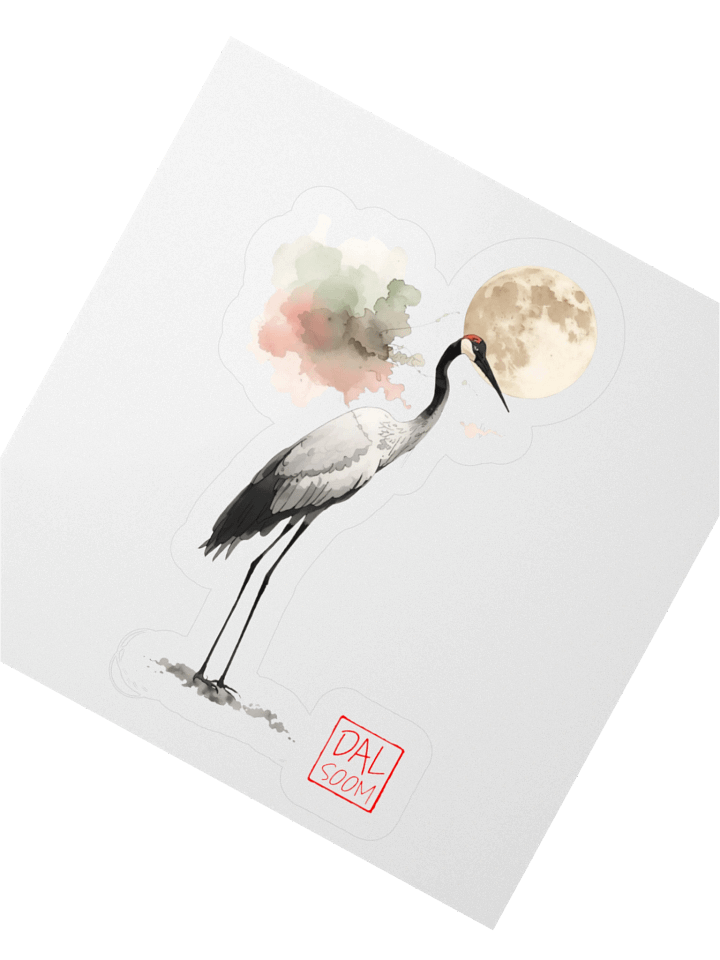Moonlit Crane Kiss Cut Stickers product image (1)