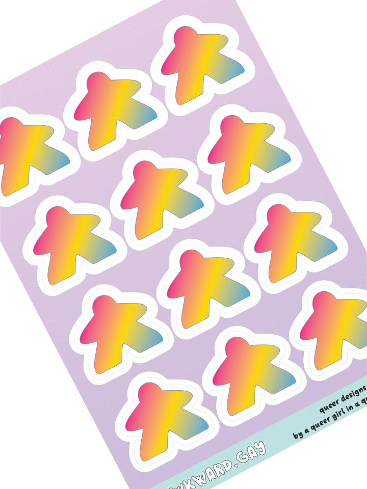 Pansexual Pride Gradient Meeple Sticker Sheet product image (1)