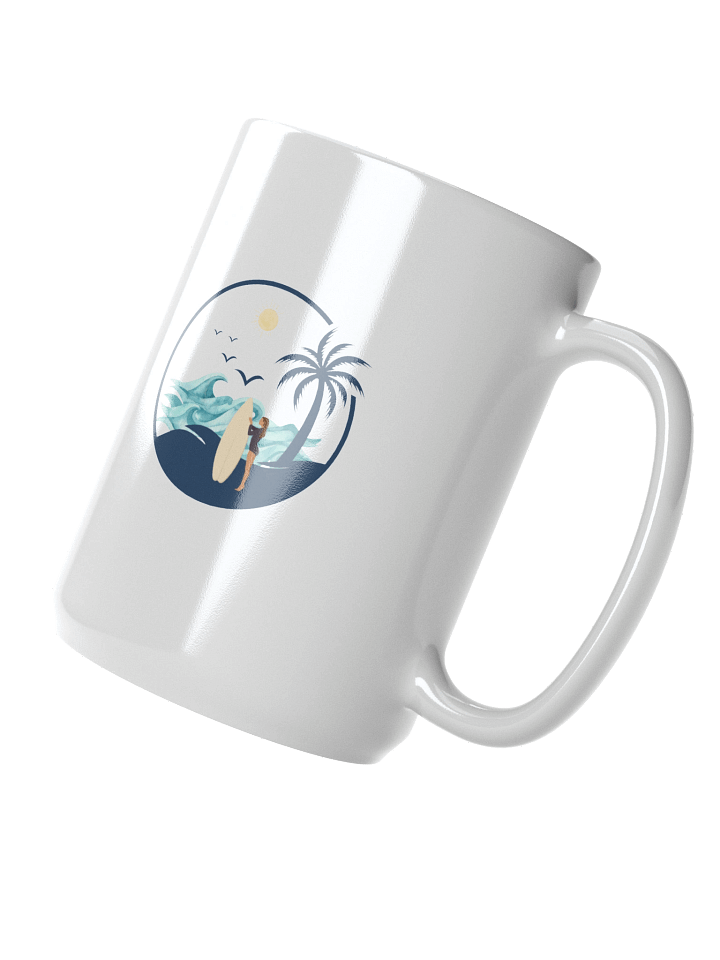 Vintage Surfer Girl Circle – Retro Palm Tree, Sun & Ocean Waves Design Mug product image (2)