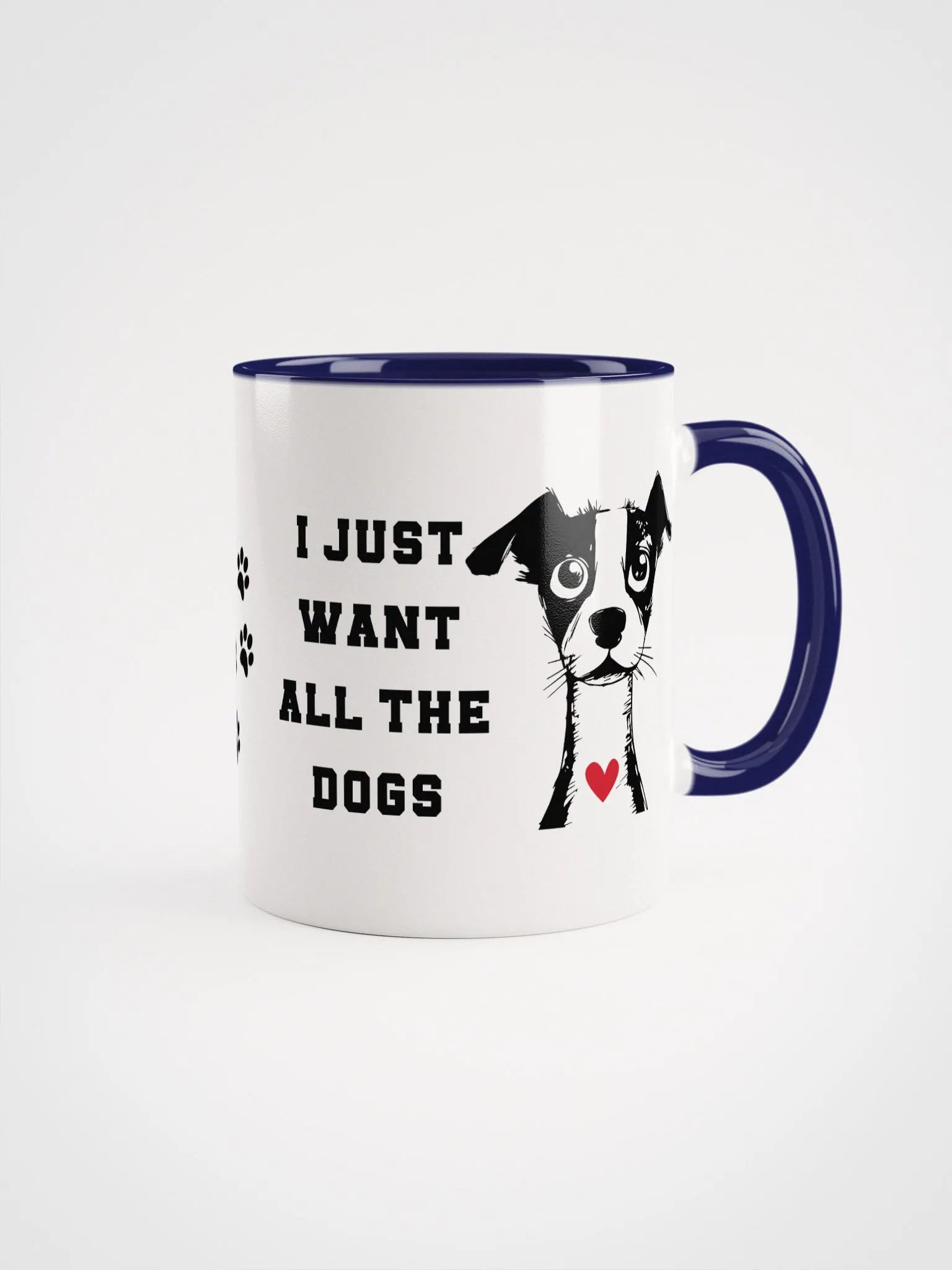 "I just want all the dogs-red heart" Ceramic Mug with color inside product image (1)