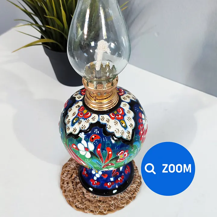 Ceramic retro vintage lamp (Green), Turkish Iznik style — handmade pottery, handmade ceramic, home decor, handmade gift, Turkish ceramic product image (2)
