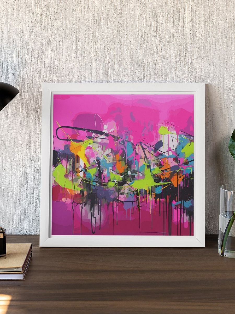Vibrant Pink Abstract Art Print, Bold Drip Graffiti Painting, Modern Urban Art Poster, Eclectic Splash Color Home Decor, Artistic Wall Art product image (3)