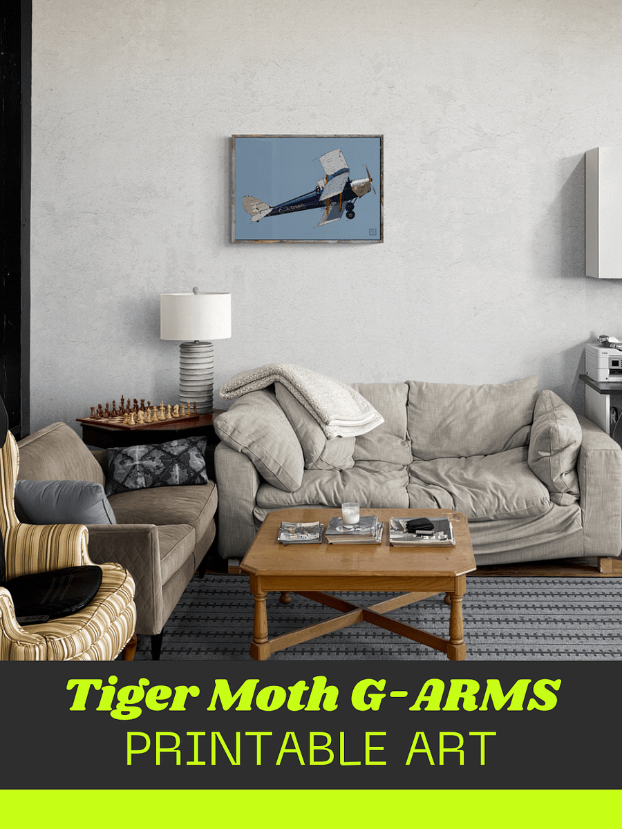 Tiger Moth G-ARMS Printable Aviation Wall Art with Full Blue Background product image (3)