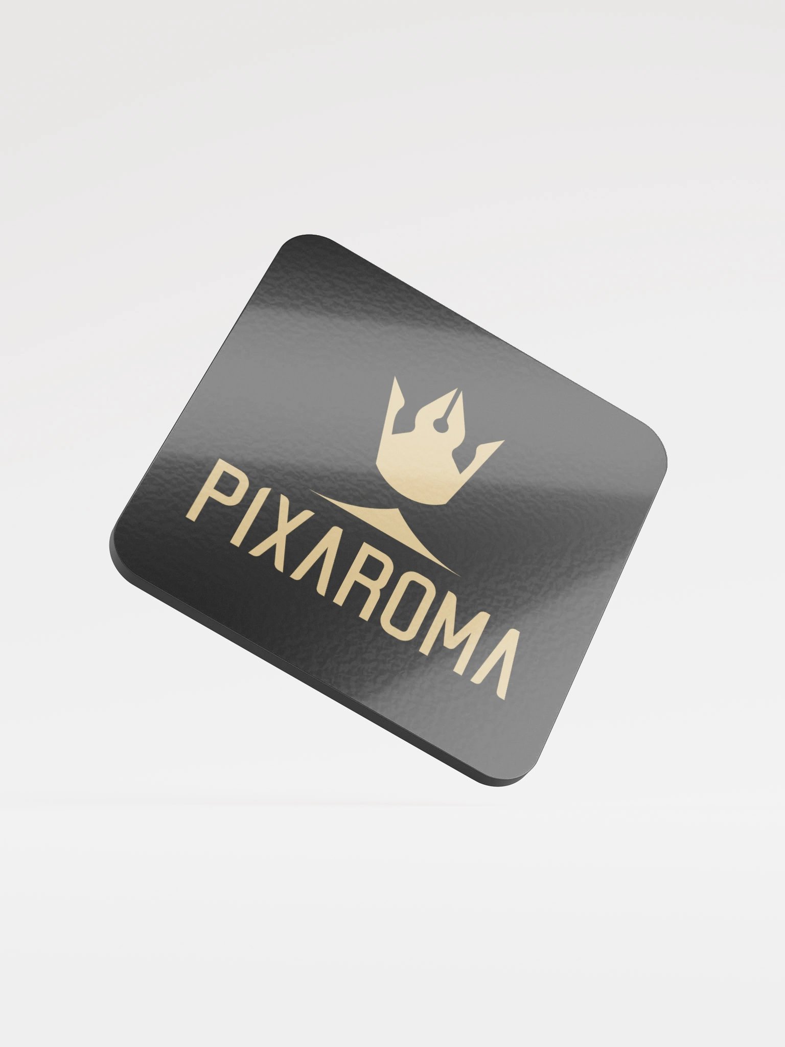 Pixaroma Crown Cork Coaster (Gold Logo - Black Edition) product image (1)