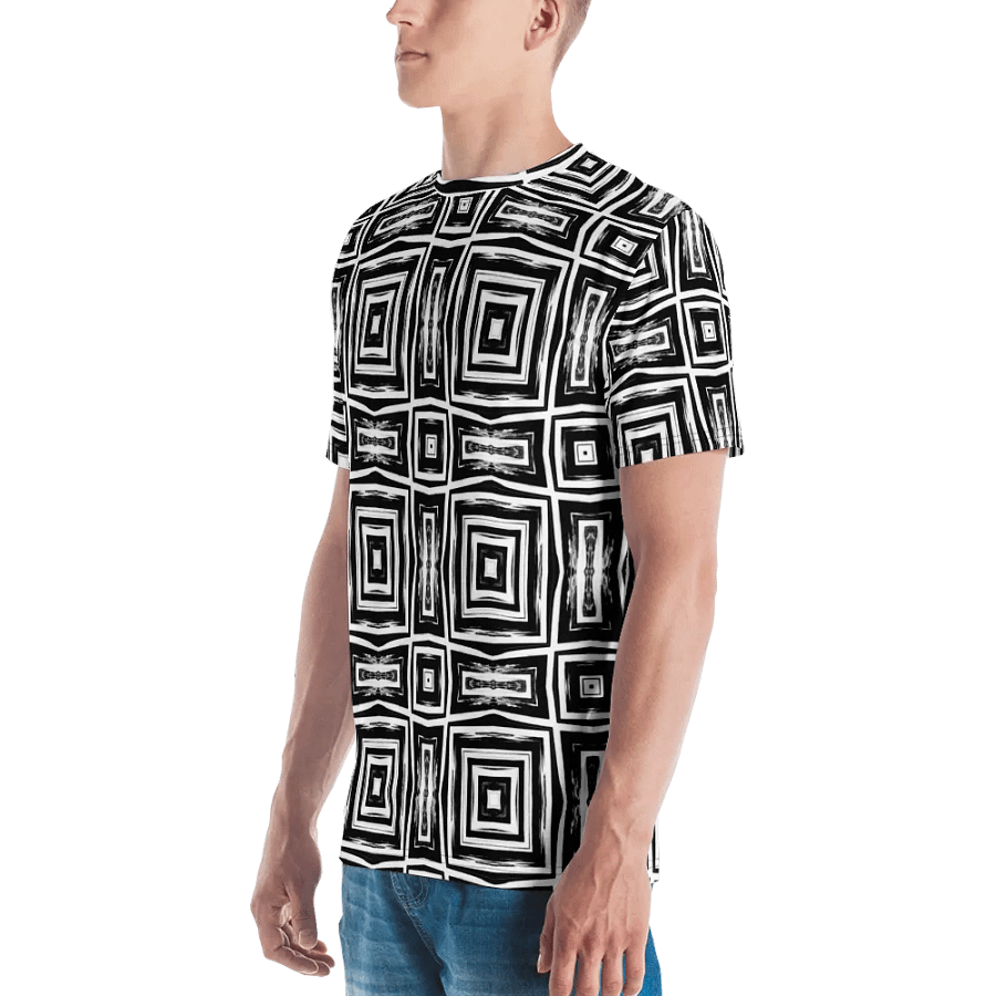 Abstract Monochrome Repeating Pattern Men's Crewneck T Shirt product image (9)