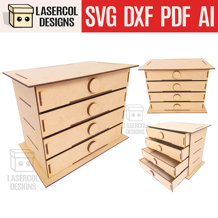4 Drawers Desk Organizer - Laser Cut Files product image (1)