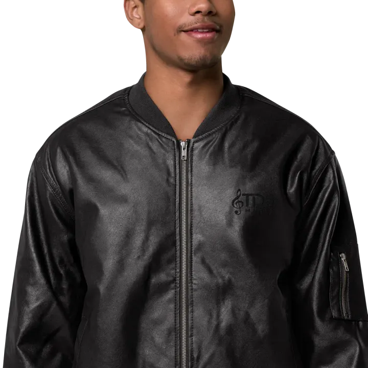TDS Music Threadfast Faux Leather Bomber Jacket in Black and Brown (XS-3XL) product image (2)