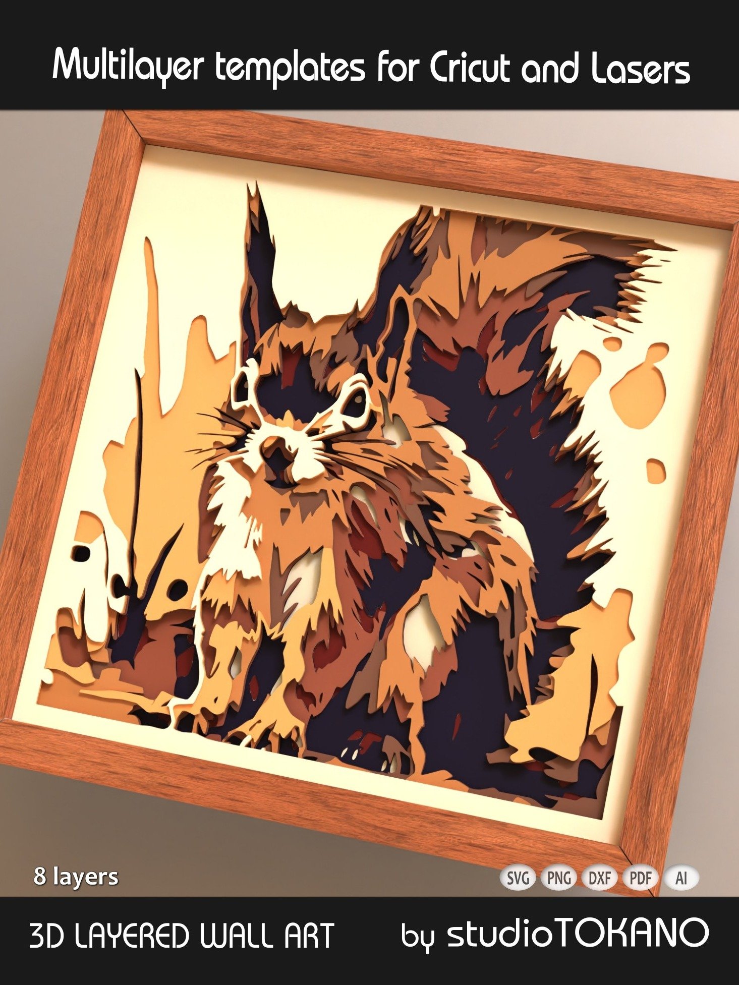 Squirrel 3D layered shadow box product image (3)