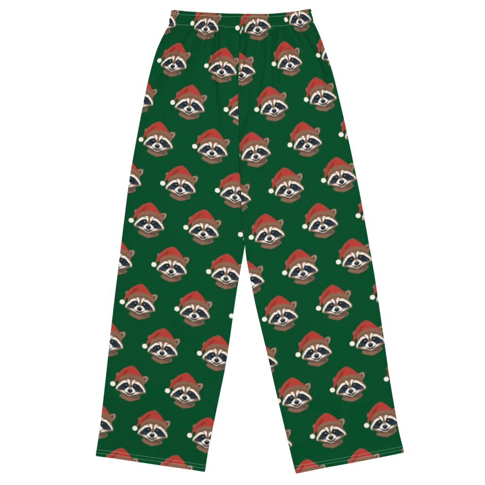 Raccoon Christmastime Wide-Leg Lounge Pants in Green product image (2)