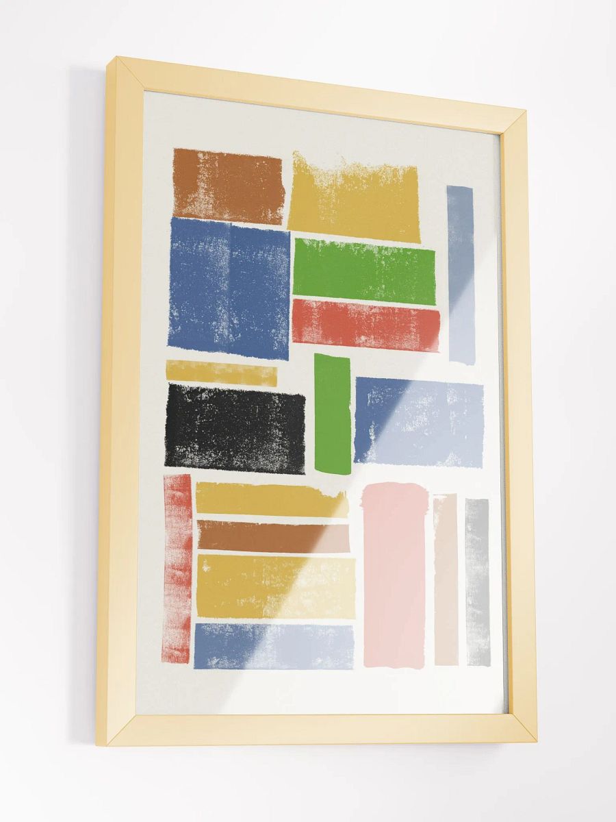 Abstract Patchwork Framed Matte Poster | Modern Geometric Wall Art | Bold and Vibrant Abstract Design for Contemporary Spaces product image (1)