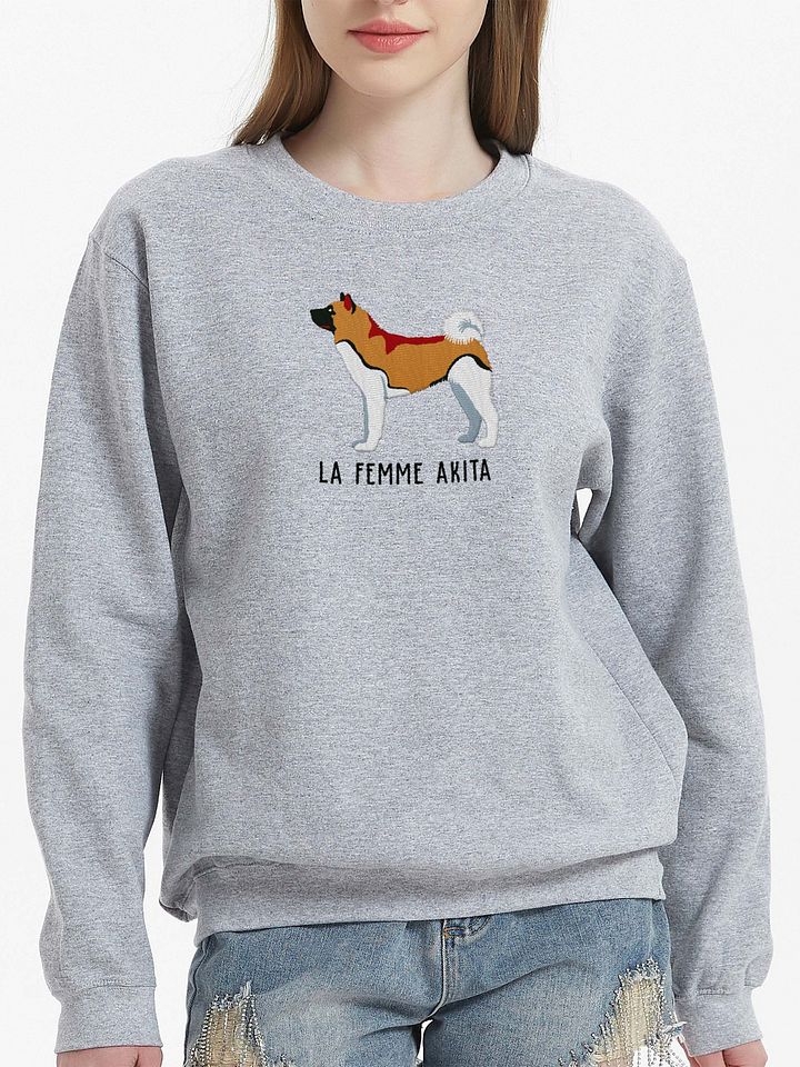La Femme Akita Sweatshirt (Embroidered) of an American Akita product image (2)