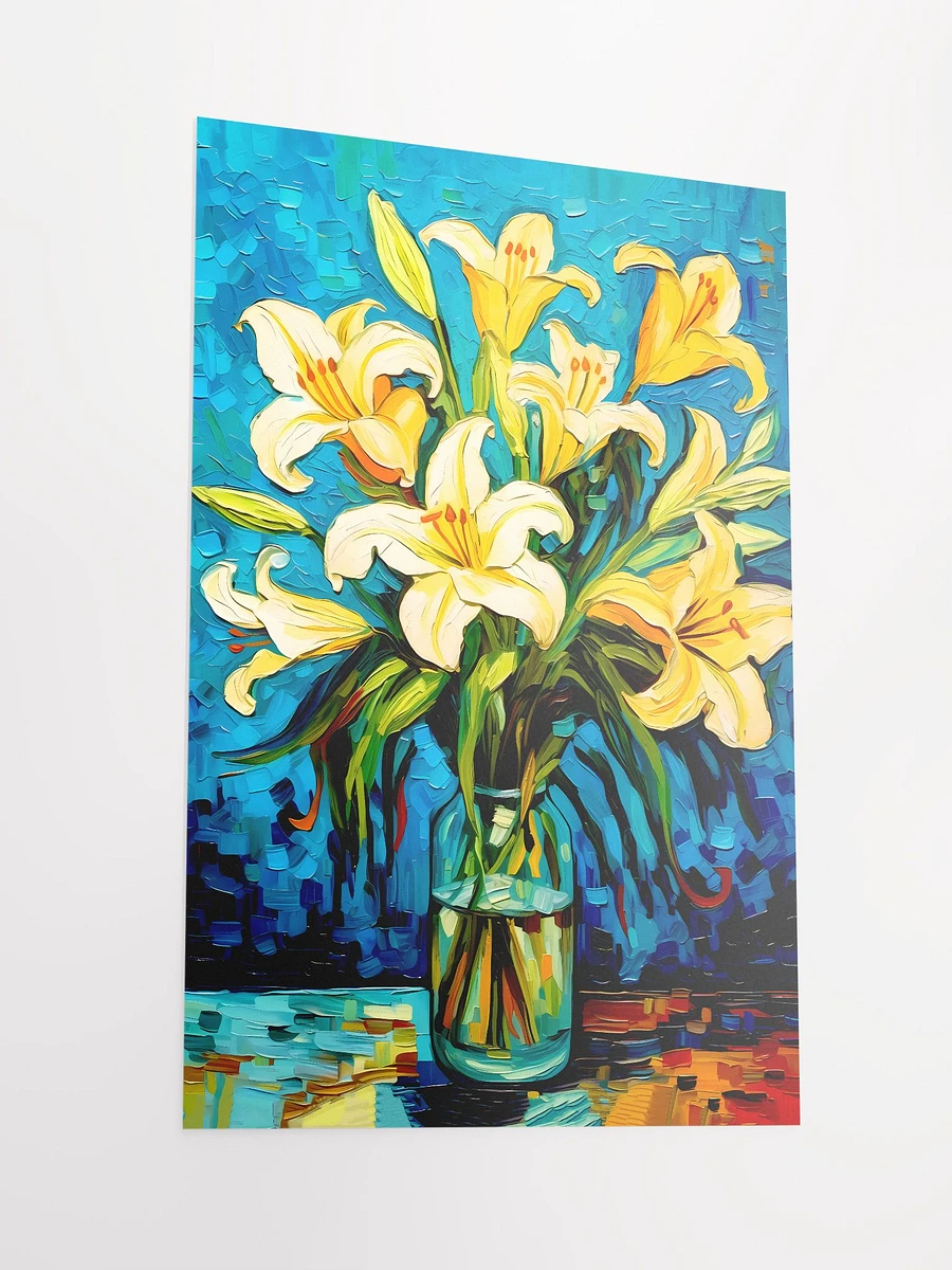 Vibrant Expressionist Lilies in Bloom Van Gogh Style Art Print Matte Poster product image (4)
