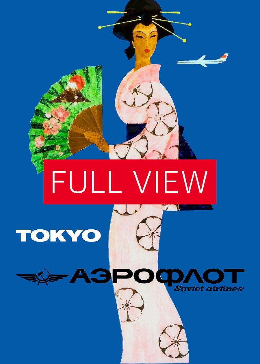 Soviet Aeroflot, USSR airlines 1970s: Tokyo, Japan — Soviet retro travel poster product image (3)