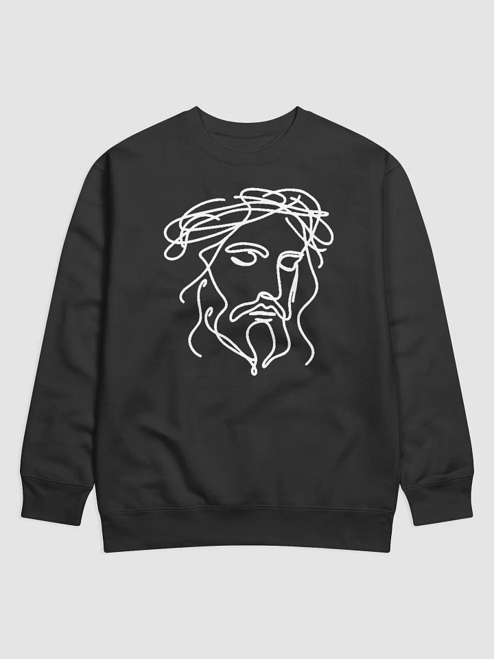 Jesus White Line Art - Faith-Inspired Classic Crewneck Sweatshirt product image (2)