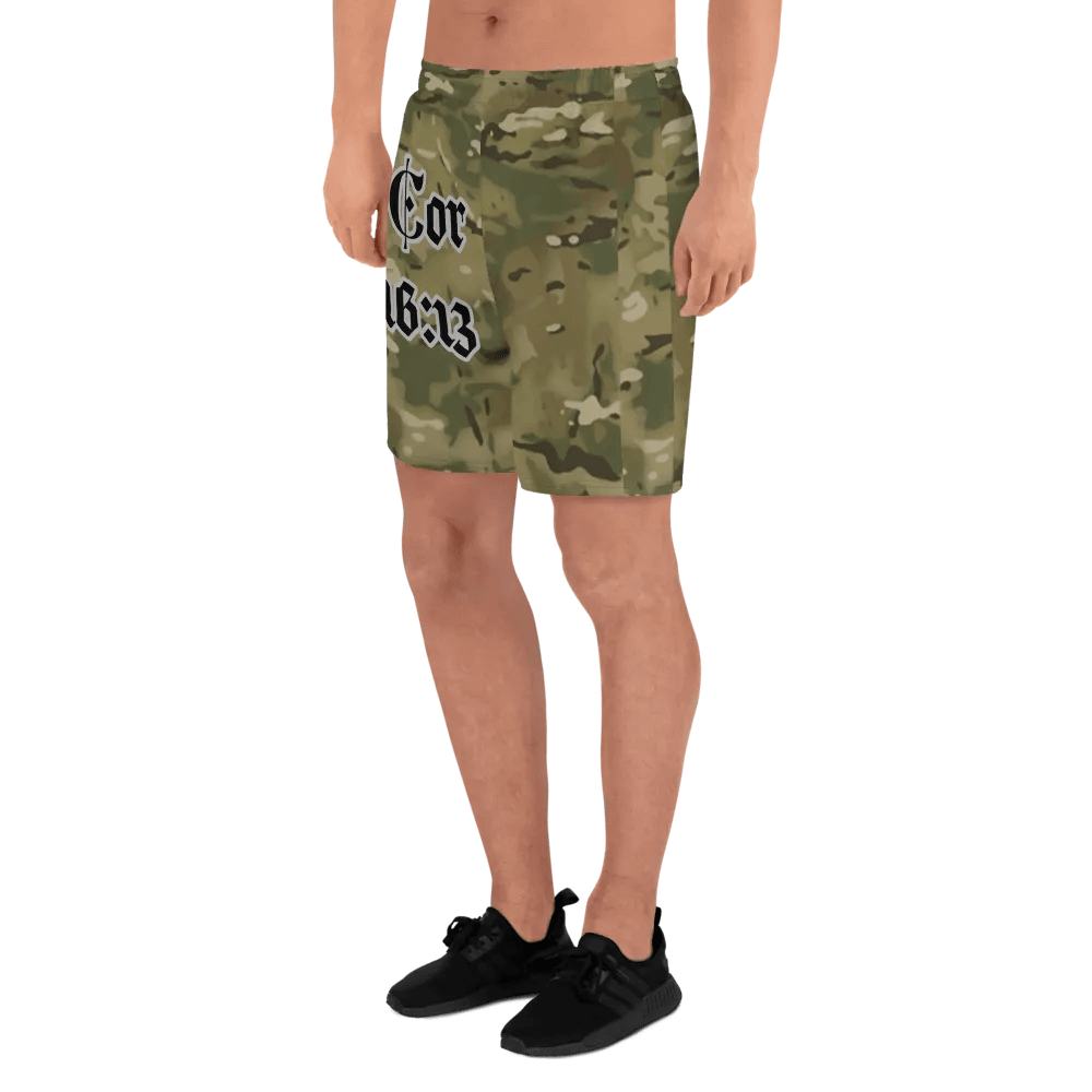 Faithful Camo: 1 Corinthians 16:13 Unisex Athletics Shorts - Multicam product image (7)
