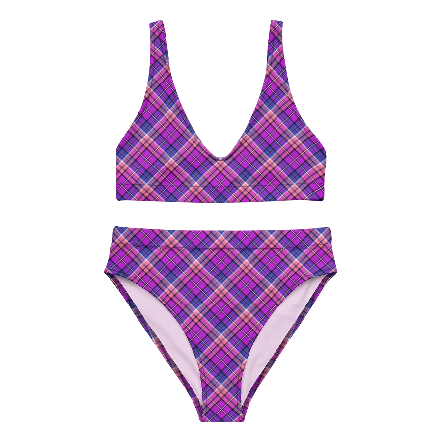 Bright Purple, Pink, and Blue Plaid Bikini product image (2)