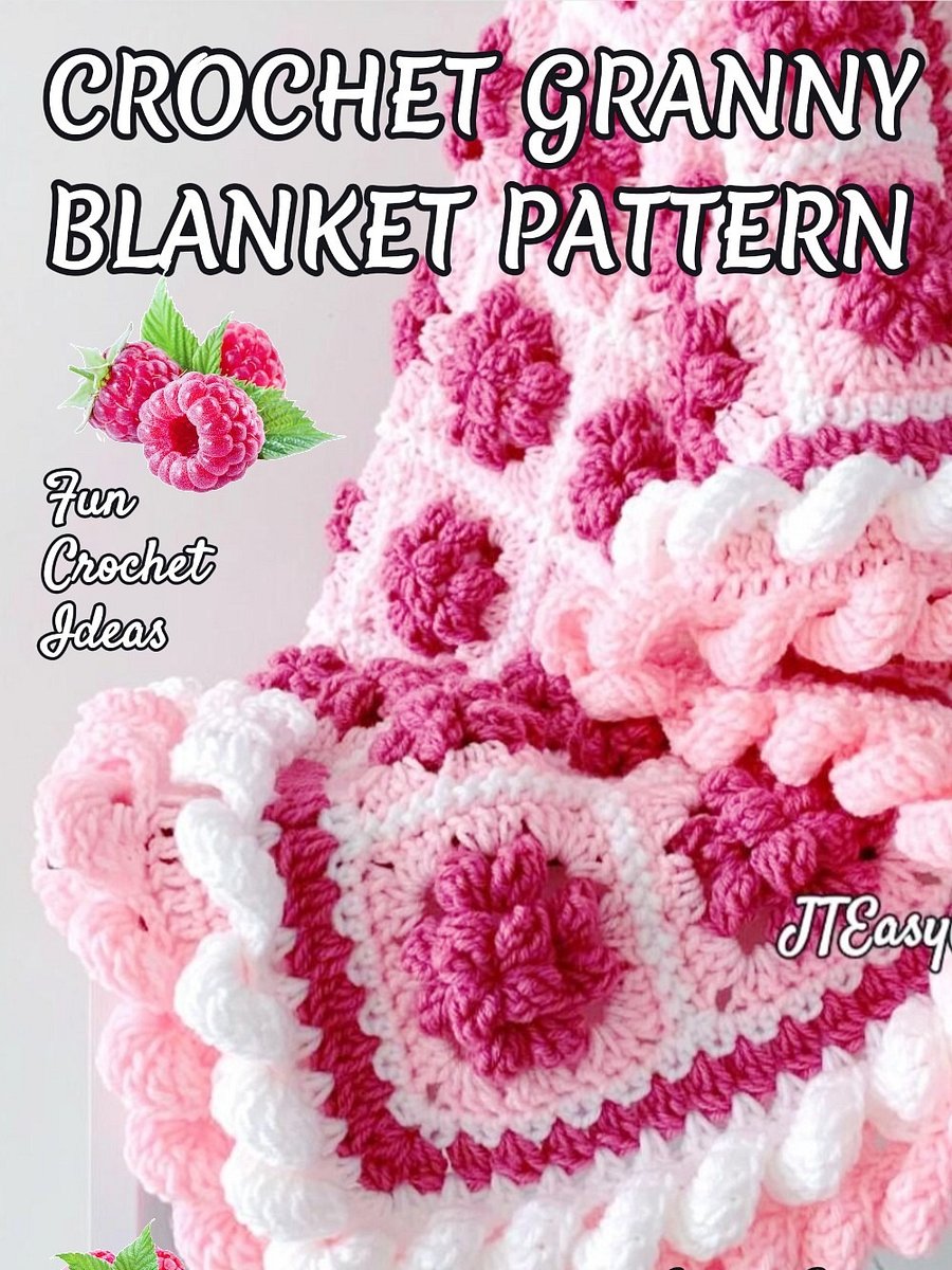 Raspberry Fruit Granny Squares Baby Blanket Crochet Pattern PDF Instant Download product image (10)